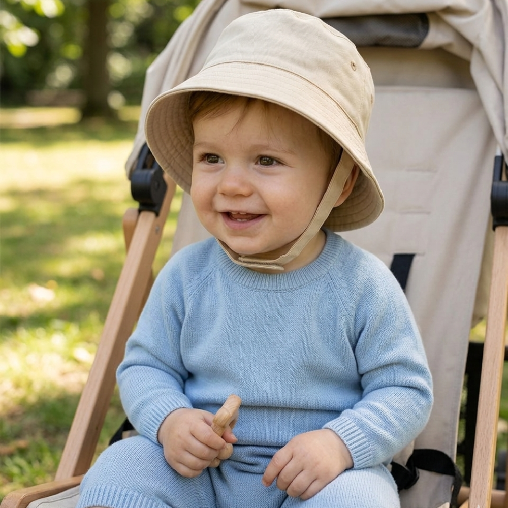Baby Bucket Hat with Chin Strap (0–12 Months)