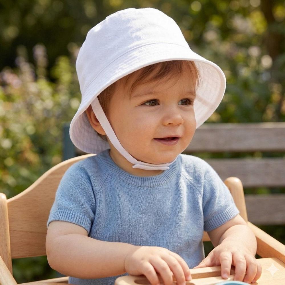 Baby Bucket Hat with Chin Strap- (0–12 Months)