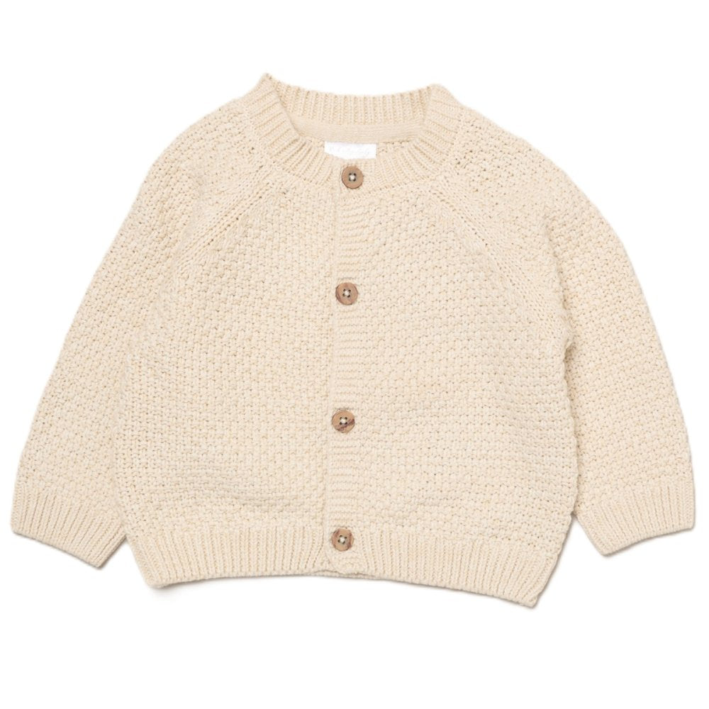 Baby cream cotton knit cardigan with embroidery detail – little bear (0-12 months)