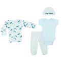 4 Piece Baby Boy Set – 100% Cotton Tiny Baby Outfit (Whale Print)