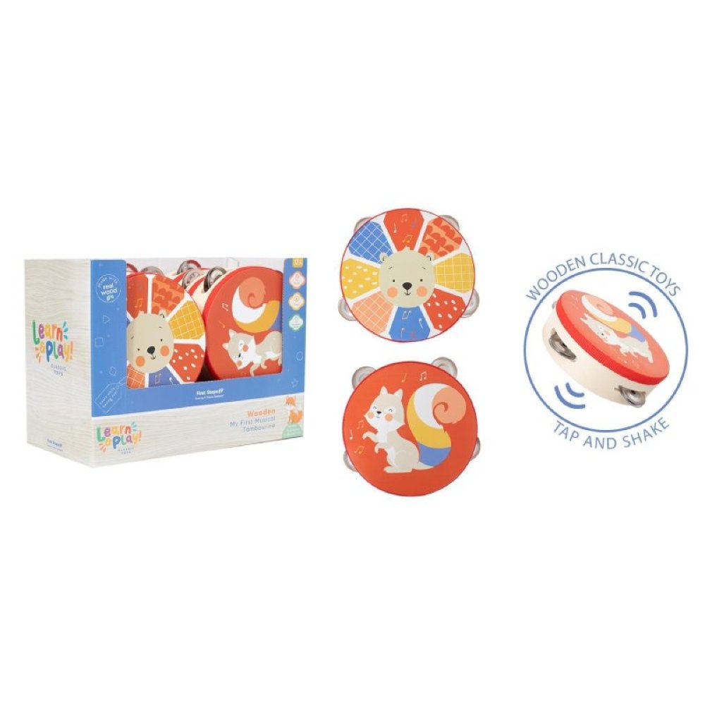 Wooden Baby Tambourine (1 Piece) – Educational Musical Toy (Random Design)