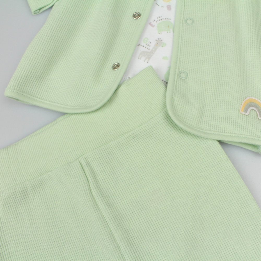 Baby Sage 3 Piece Outfit Set – Unisex Cotton Blend