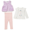 3-Piece Baby Girl Outfit (Fluffy Gilet Set)