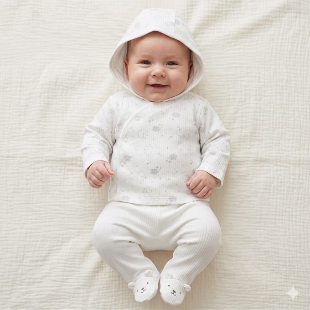 2-Piece Cotton Baby Set (Neutral Cloud Print)