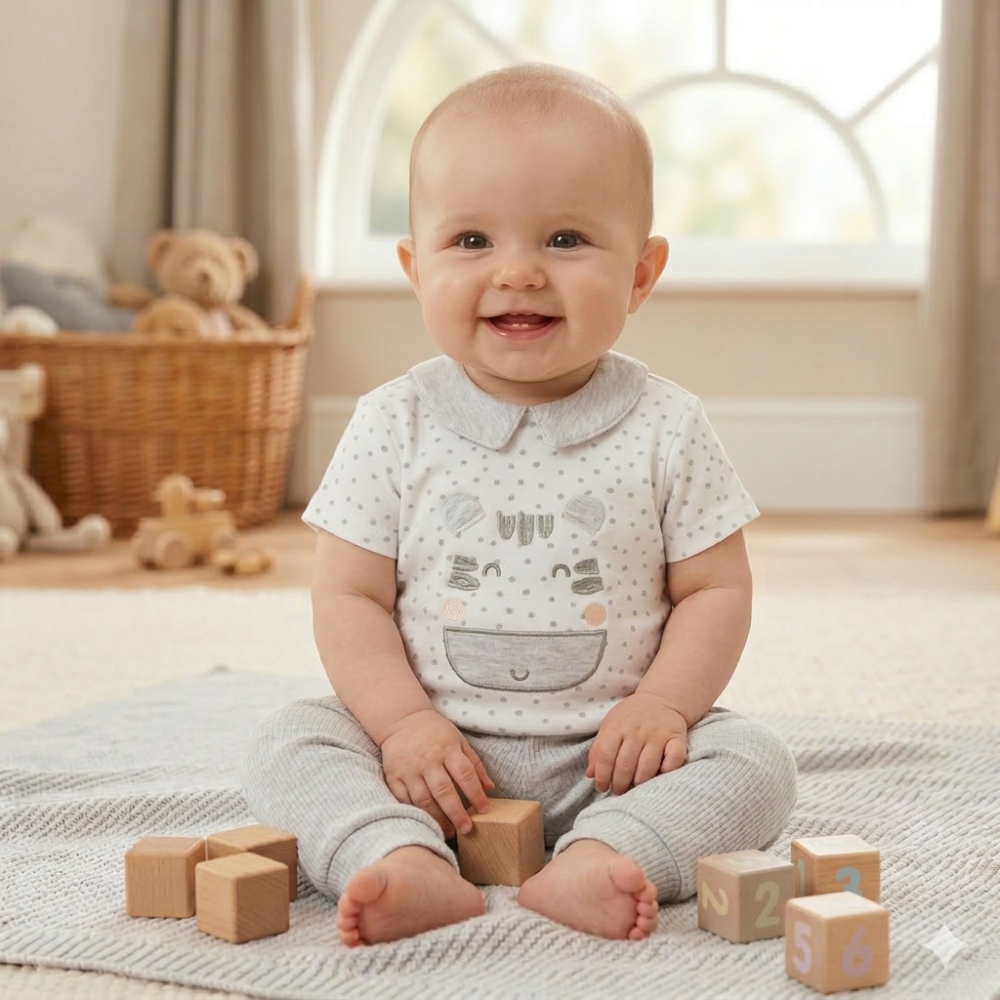 Unisex Baby Grey Outfit Set – 2 Piece Cotton Blend
